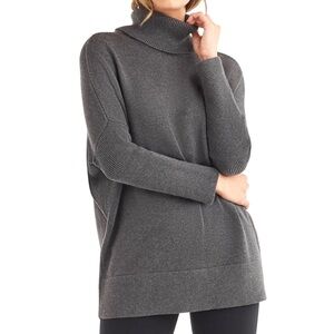VETTA • Grey 4-in-1 Oversized Convertible Knit Cardigan Turtleneck Sweater, XS